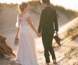 Magische huwelijksfoto voorbeelden zee duinen